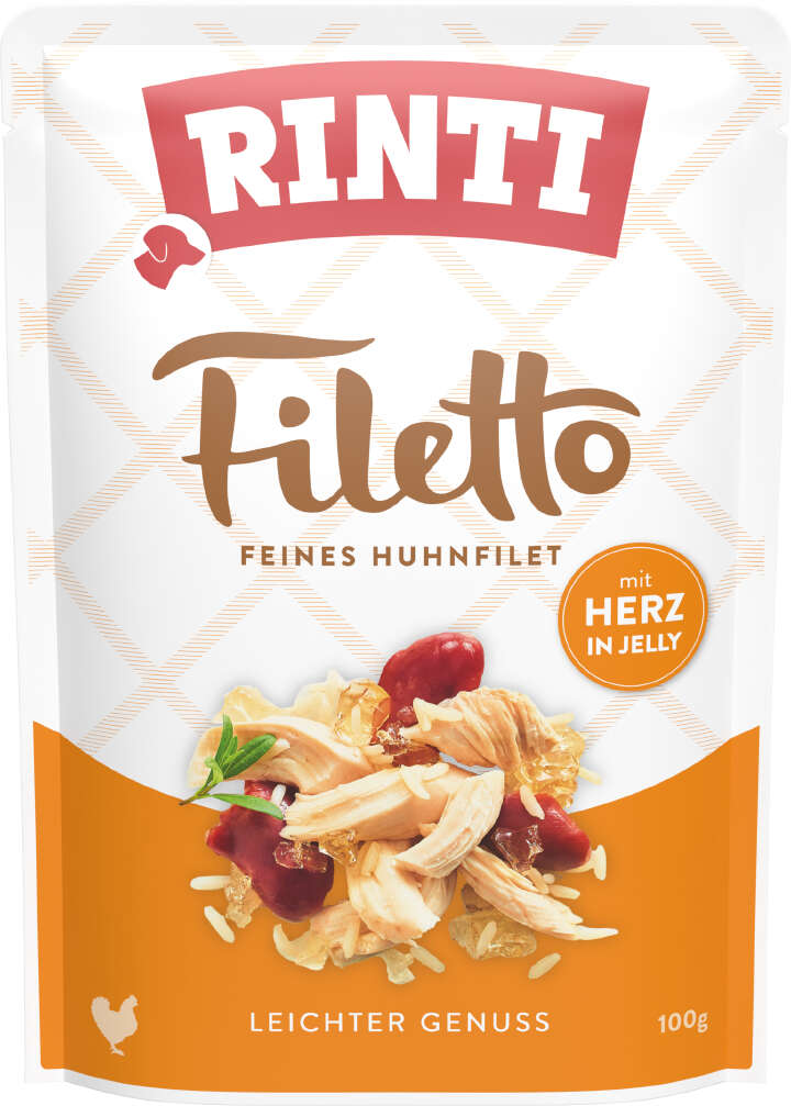 RINTI Hunde-Nassfutter Filetto Feines Huhnfilet mit Herz in Jelly